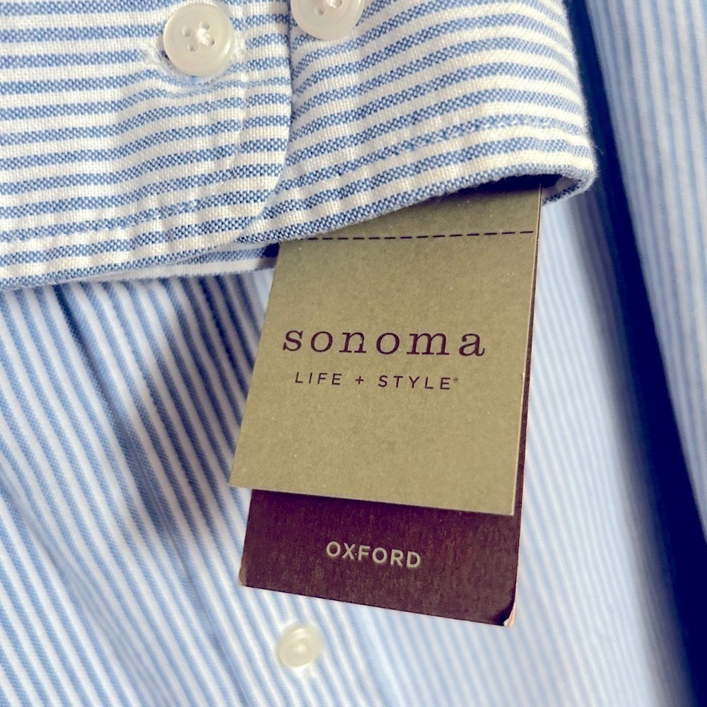 NWT Sonoma Oxford Blue and White  Button Down Long Sleeve Shirt XXL​​​​​​​​ - Picture 3 of 10